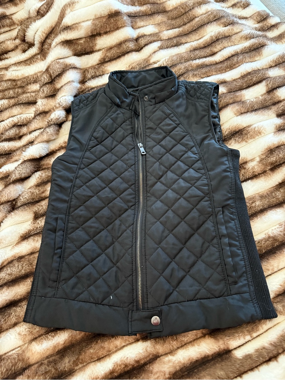 ADORA Black Quilted Women’s Puffer Vest with Stand Collar